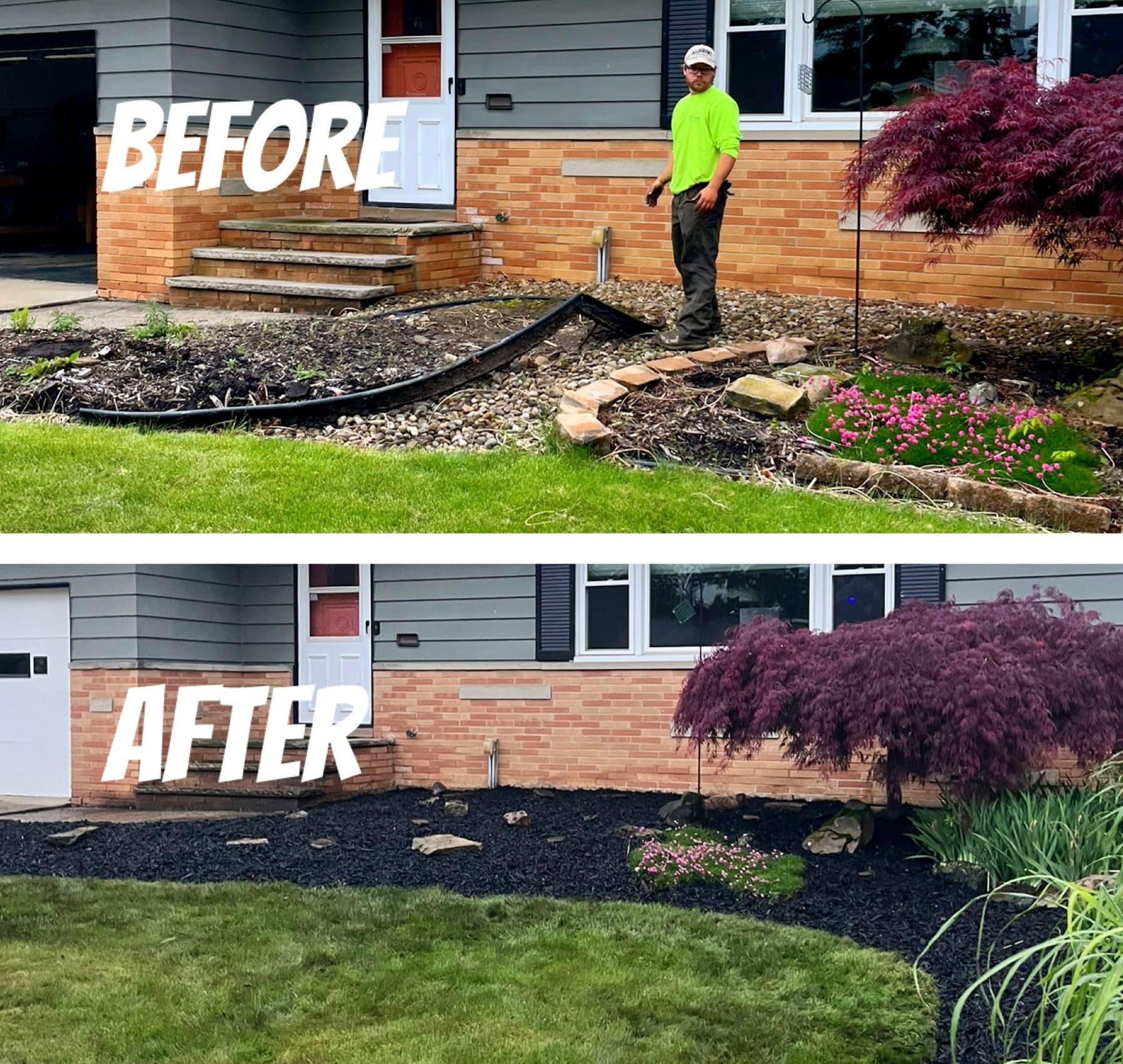 Gallery photos for Gravel to Double Shredded Black Mulch Transformation: Image #3