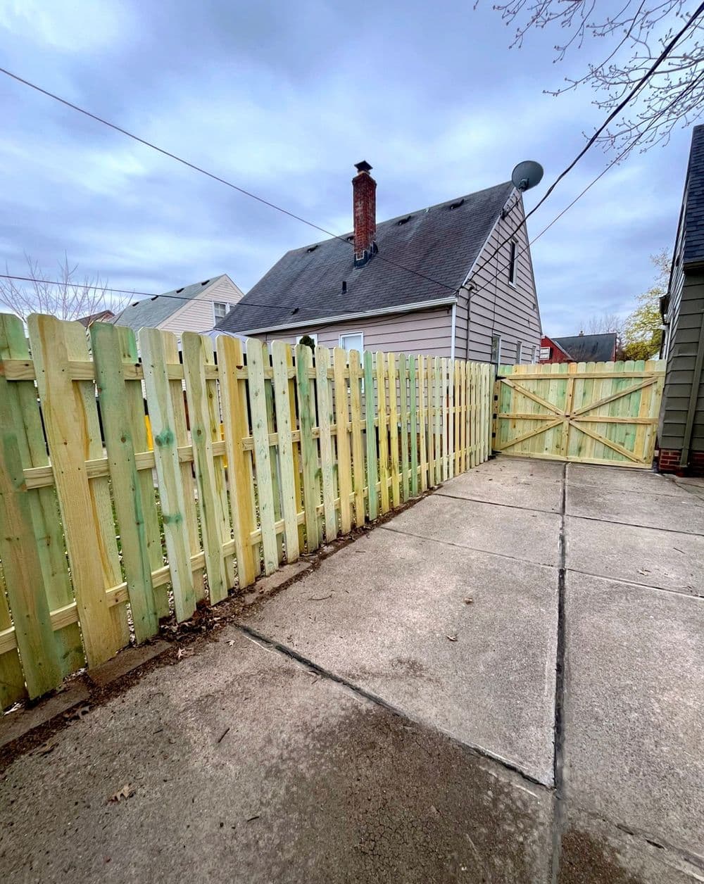 Wood Fence on Chain Link Posts