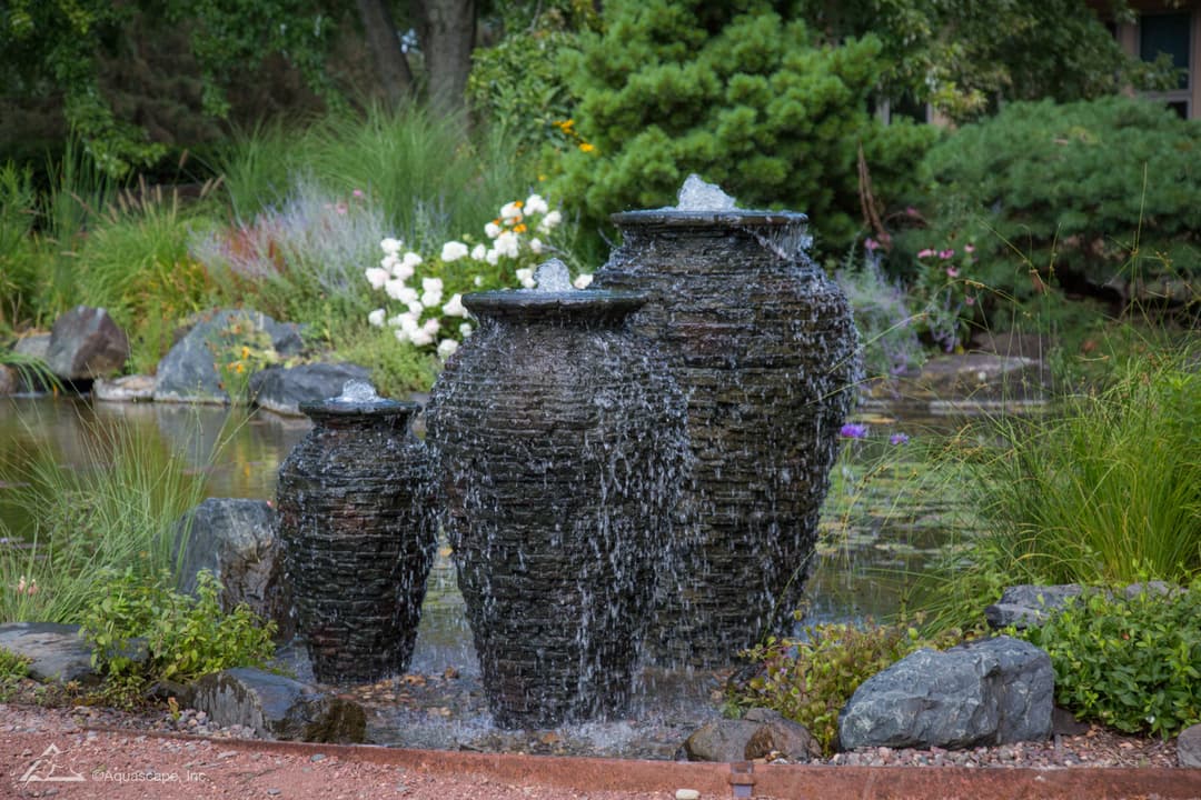 Slate stacked urn water fountain